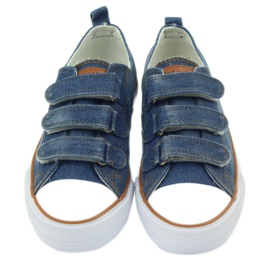 American Club Sneaker in denim dk con velcro blu 4