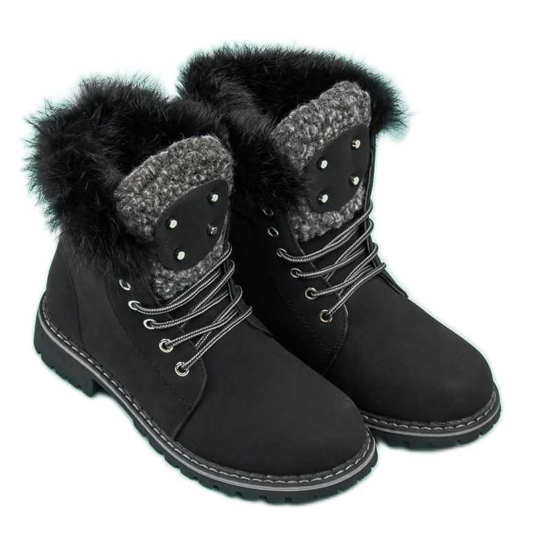 Seastar Trappers neri con pelliccia nero 1