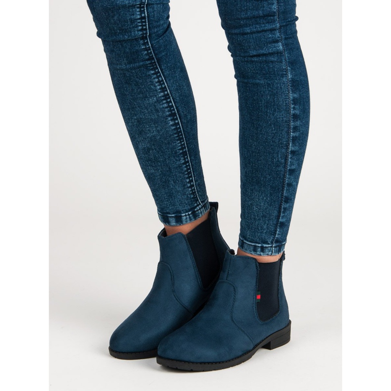 Lady Fashion Stivaletti slip-on in camoscio blu 1