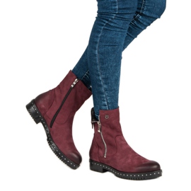 Stivali in pelle bordeaux di VInceZA rosso 2