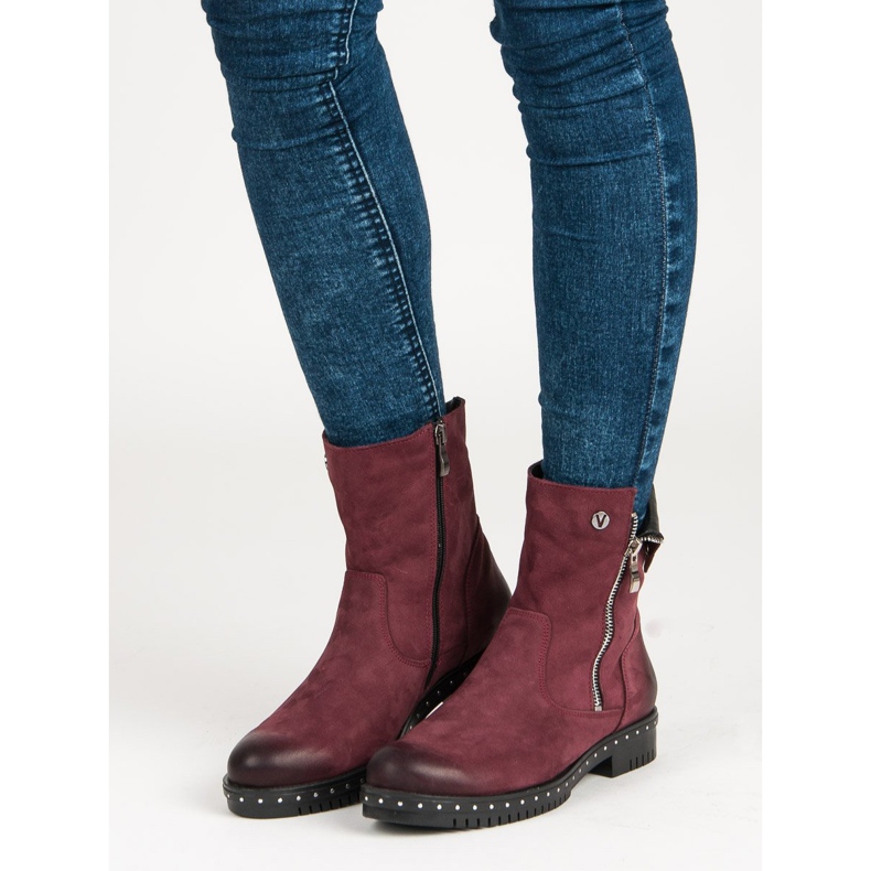 Stivali in pelle bordeaux di VInceZA rosso 1