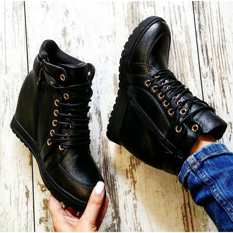 J. Star Eleganti scarpe da ginnastica allacciate nero 1