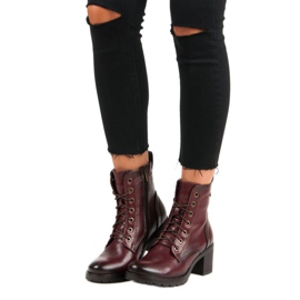 Stivale vinceza bordeaux con lacci rosso 1