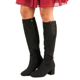 Eleganti stivali con tacco alto nero 1