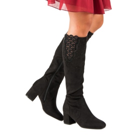 Eleganti stivali con tacco alto nero 2