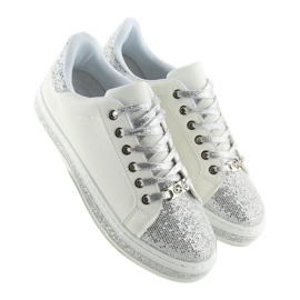 Sneakers da donna bianche e argento BK-81 bianco 2