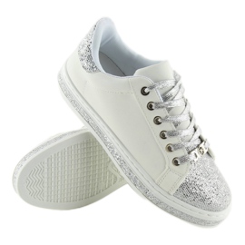 Sneakers da donna bianche e argento BK-81 bianco 1