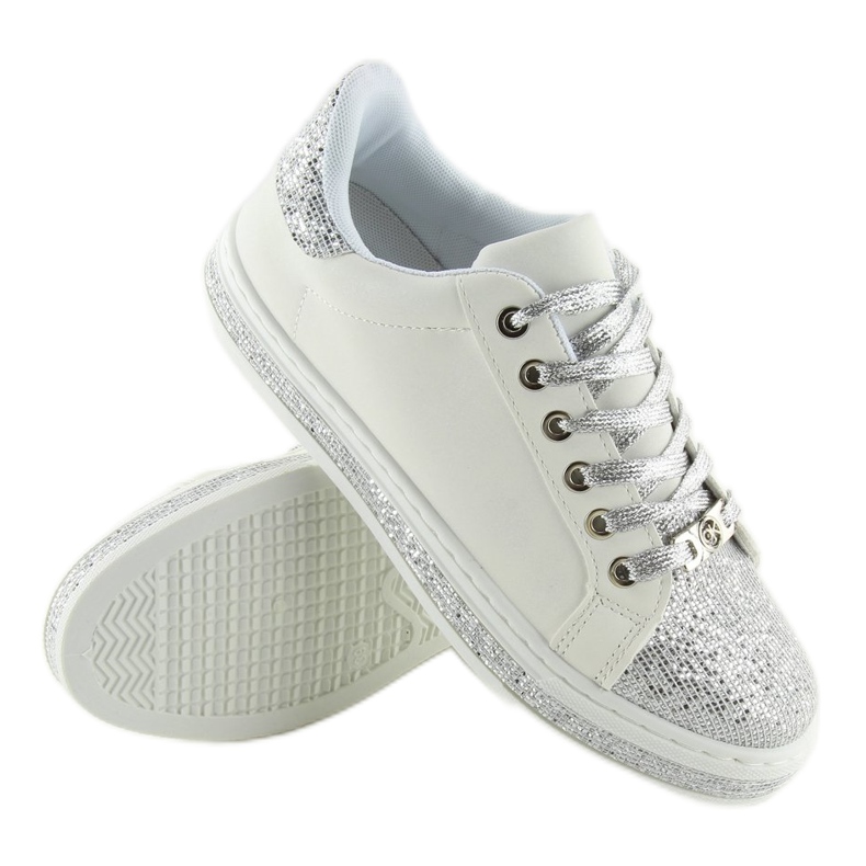 Sneakers da donna bianche e argento BK-81 bianca 1