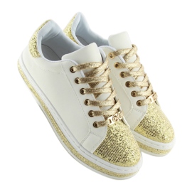 Sneakers da donna bianche e oro BK-81 BIANCO/ORO 2