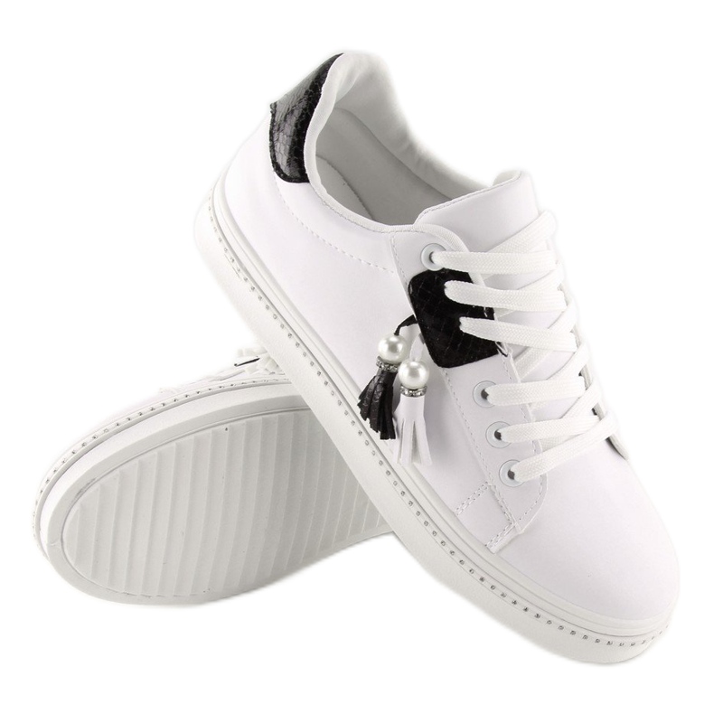 Sneakers da donna bianche e nere 88038 BIANCO / NERO bianca 2