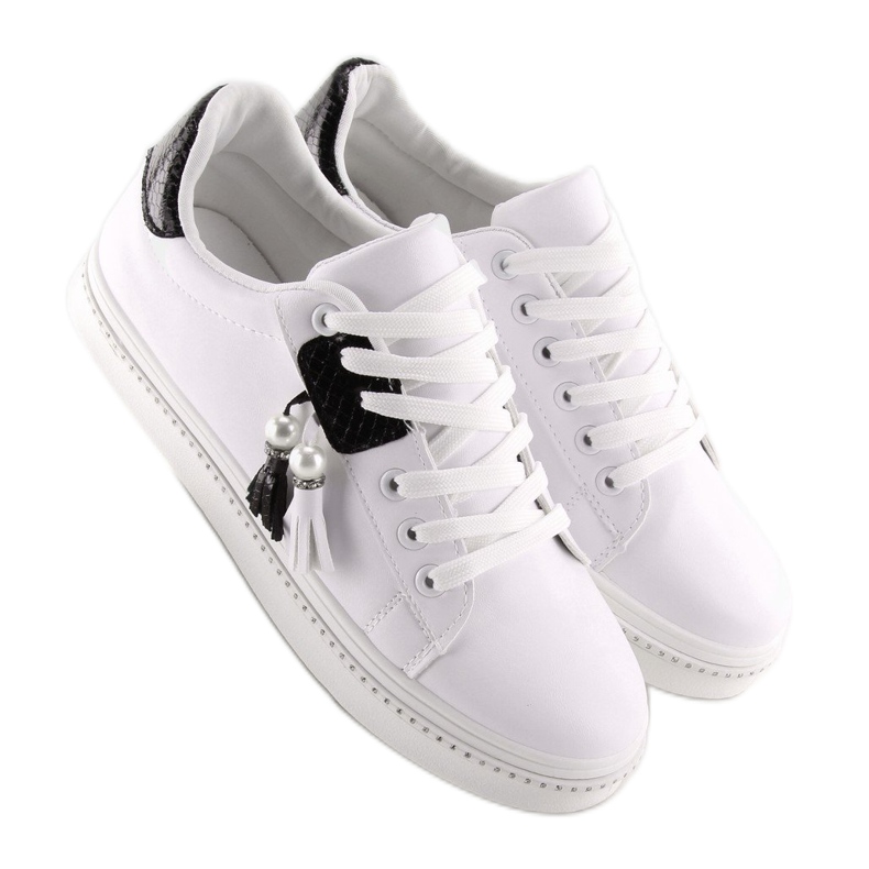 Sneakers da donna bianche e nere 88038 BIANCO / NERO 1
