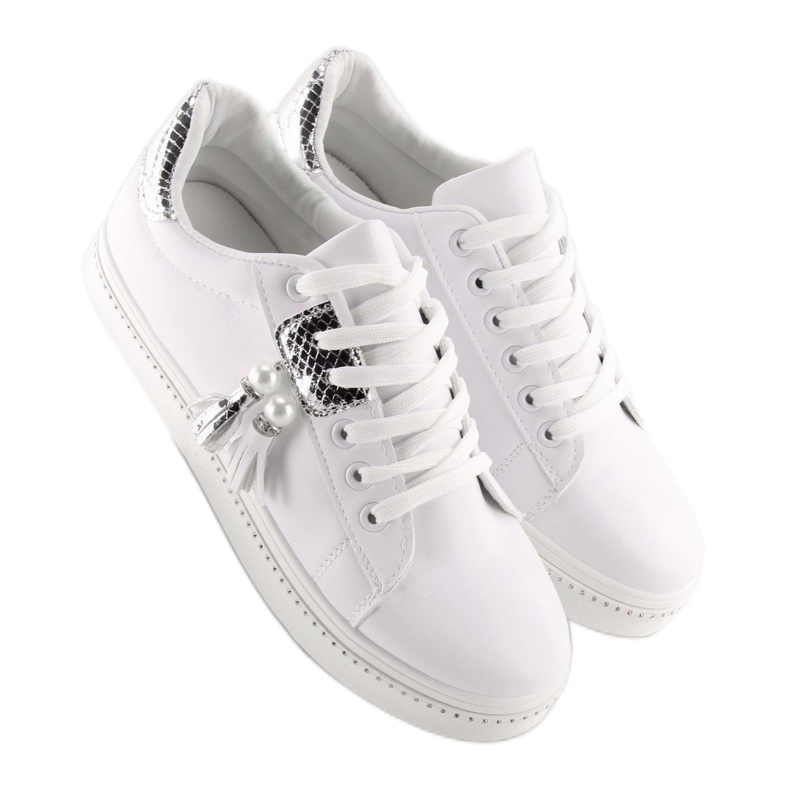 Sneakers da donna bianche e argento 88038 BIANCO / ARGENTO 1