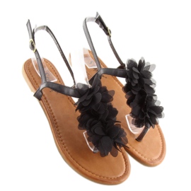 Sandali neri con fiori CK36P Nero 2