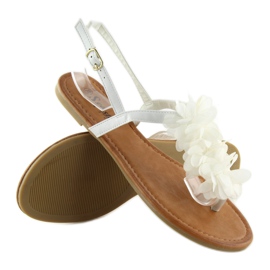 Sandali bianchi con fiori CK36P White bianca 2