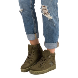 Mckeylor Sneakers Creepers in pelle scamosciata verde 1