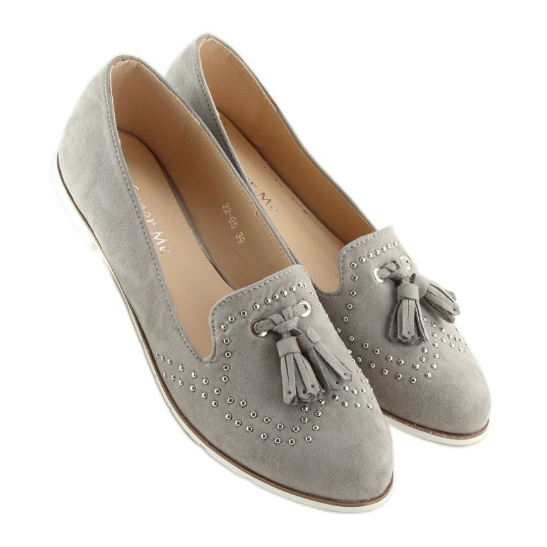 Mocassini grigi da donna 22-05 Grigio 1