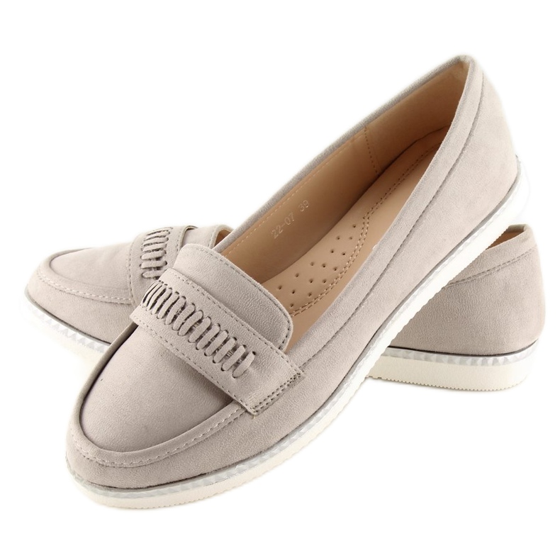 Mocassini grigi da donna 22-07 Grigio 1