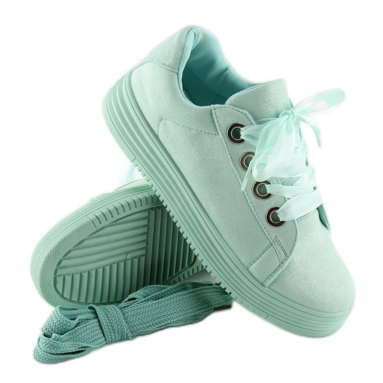 Sneakers con nastri menta H99-23 Light Green verde 1
