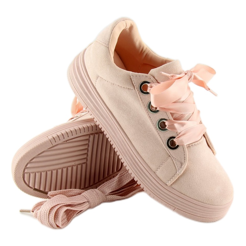 Pink H99-23 Sneakers rosa con nastri 1