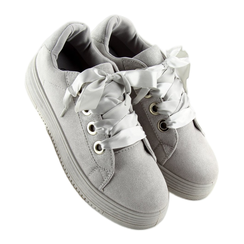 Grigie H99-23 Sneakers grigie con nastri grigio 2