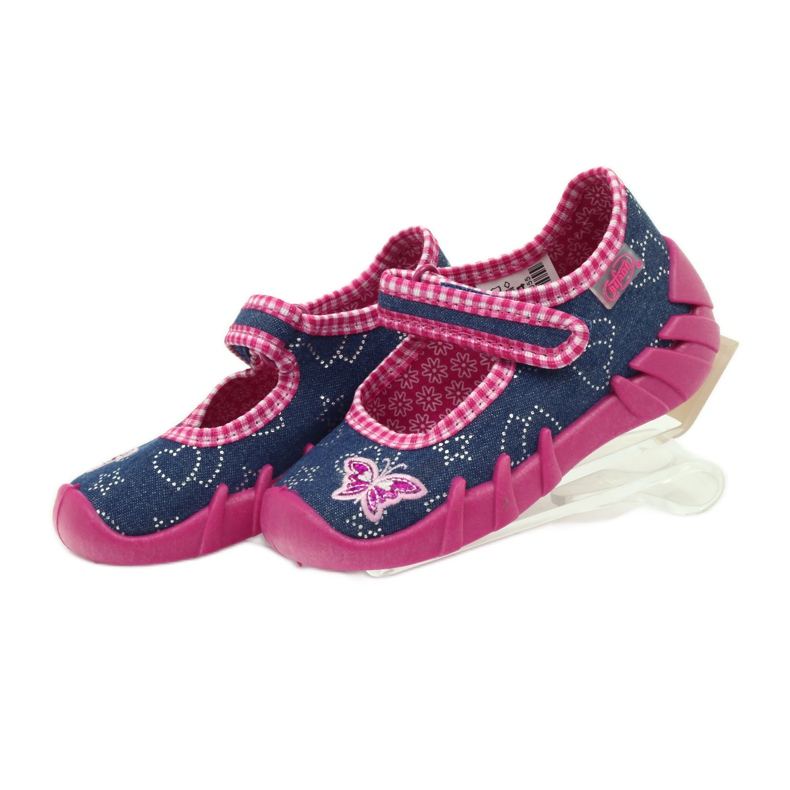 Scarpe per bambini Befado 109p164 pantofole grigio rosa blu navy 4