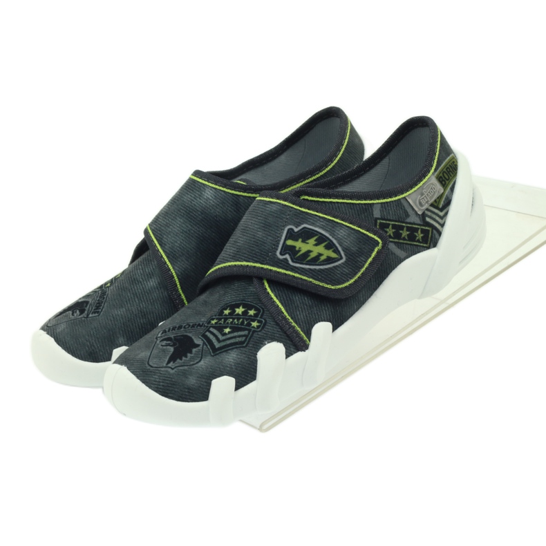 Scarpe da bambino Befado pantofole sneakers 273y241 nero grigio verde 4