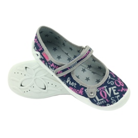 Pantofole ballerine scarpe per bambini Befado 114y311 blu navy rosa grigio 3