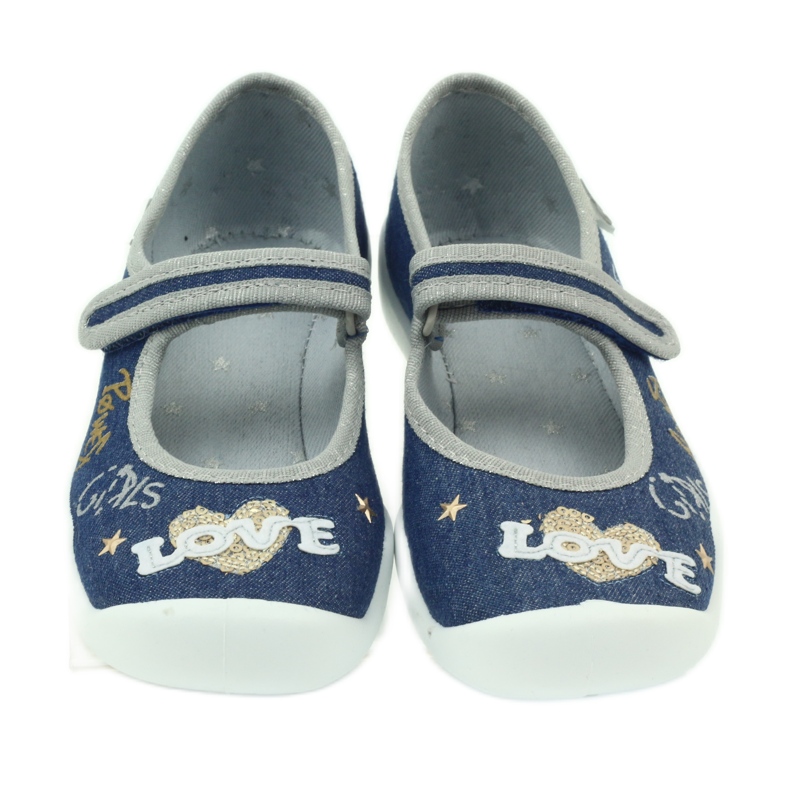 Pantofole ballerine scarpe per bambini Befado 114y313 blu navy grigio 3