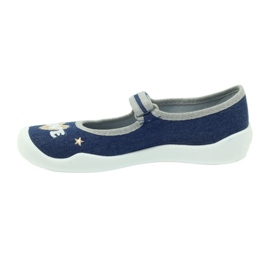 Pantofole ballerine scarpe per bambini Befado 114y313 blu navy grigio 2