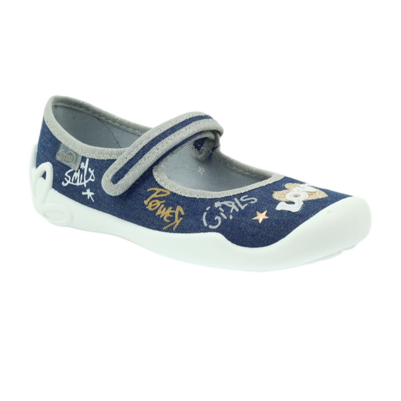 Pantofole ballerine scarpe per bambini Befado 114y313 blu navy grigio 1