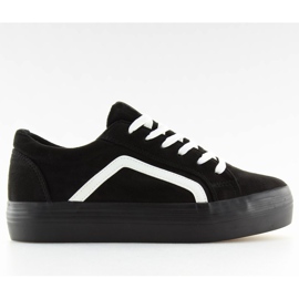 Sneakers nere con suola alta B318-16 Black bianca nero 1
