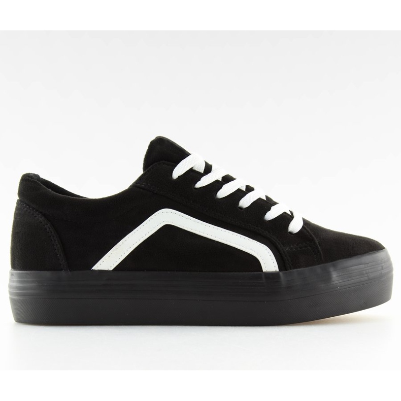 Sneakers nere con suola alta B318-16 Black bianca nero 1