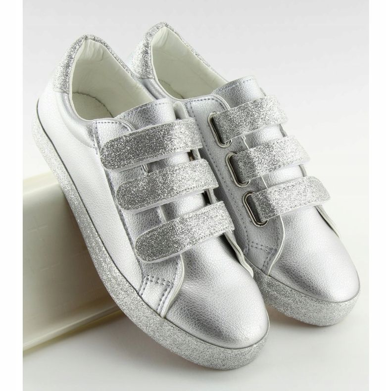 Sneakers argento con chiusura in velcro XL10P Silver grigio giallo 1