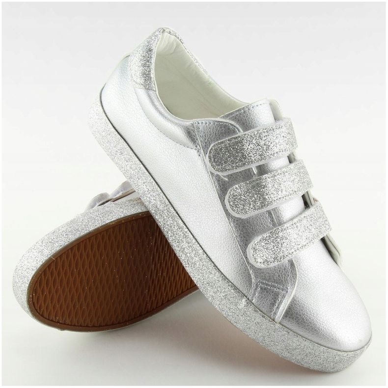 Sneakers argento con chiusura in velcro XL10P Silver grigio giallo 2
