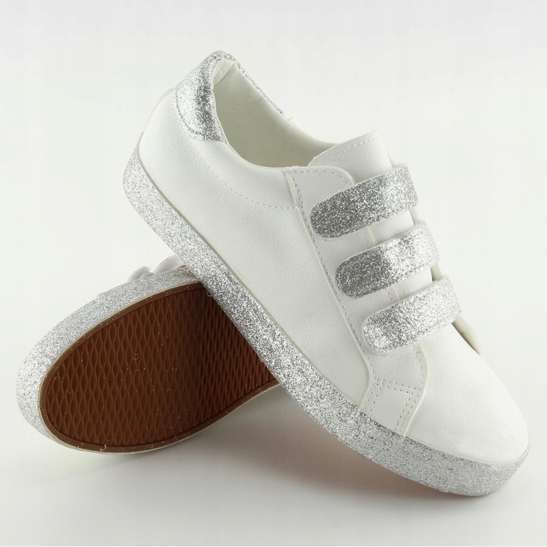 Sneakers allacciate con velcro bianco XL10P White grigio 2