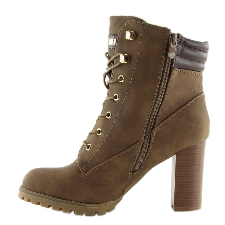 Stivali in legno con tacco alto marrone S89 Khaki 1