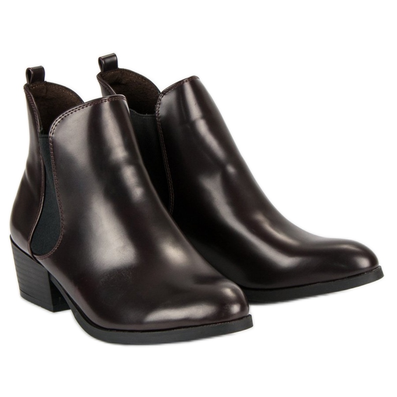 Corina Stivaletti Chelsea bordeaux scuro con tacco alto nero rosso 1
