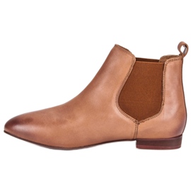 Stivaletti Chelsea in pelle da donna marrone 1