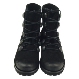 Stivali da donna Badura decorati con bottoni e strass nero 4