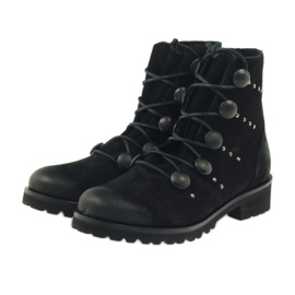 Stivali da donna Badura decorati con bottoni e strass nero 3