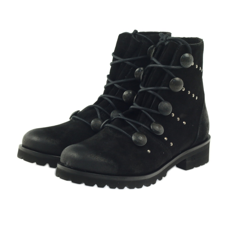 Stivali da donna Badura decorati con bottoni e strass nero 3