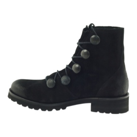 Stivali da donna Badura decorati con bottoni e strass nero 2