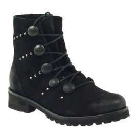 Stivali da donna Badura decorati con bottoni e strass nero 1