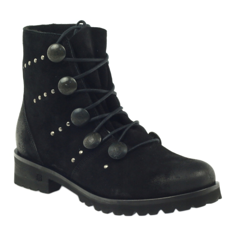 Stivali da donna Badura decorati con bottoni e strass nero 1