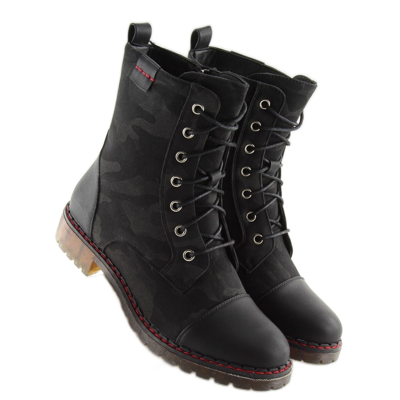 Stivaletti neri allacciati A-26 Black nero 1