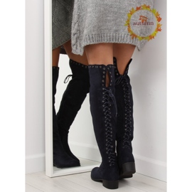 Stivali da moschettiere blu navy LS182 1