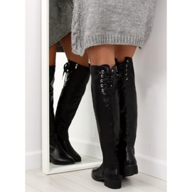 Nero A-12 Stivali neri da moschettiere 1