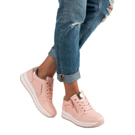 Sneakers con cerniera decorativa rosa 1