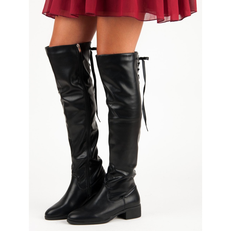 Stivali neri sopra il ginocchio nero 1