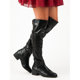 Stivali neri alla coscia con cerniera nero 2